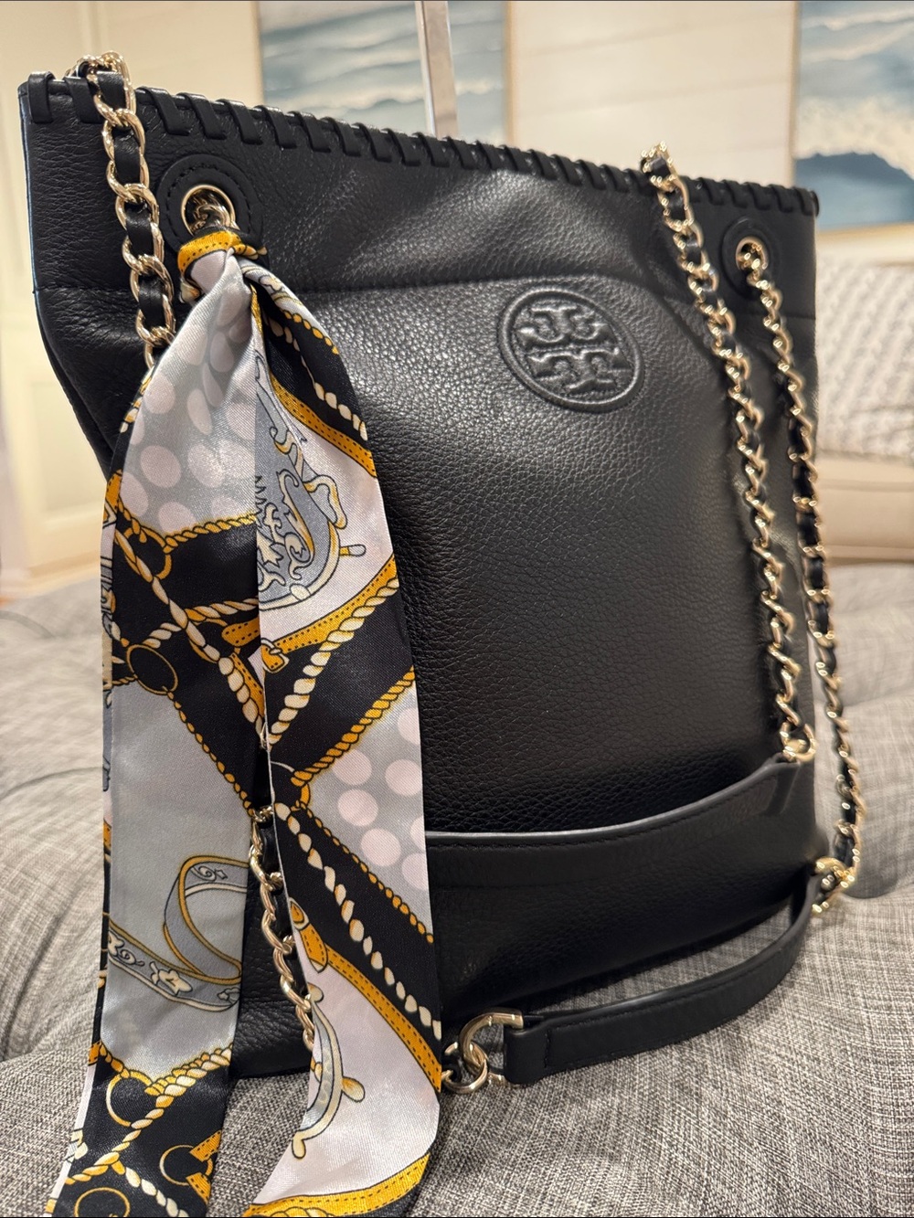 Tory Burch Bag Marion Convertible Black Leather Chain Crossbody Shoulder Bag - Picture 3 of 17